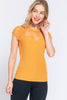 Lace Ruffle Cap Sleeve Knit Top: Golden