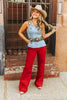 Red Stretch Denim Western Jeans
