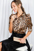 Leopard-Print Puff Sleeve Satin Blouse