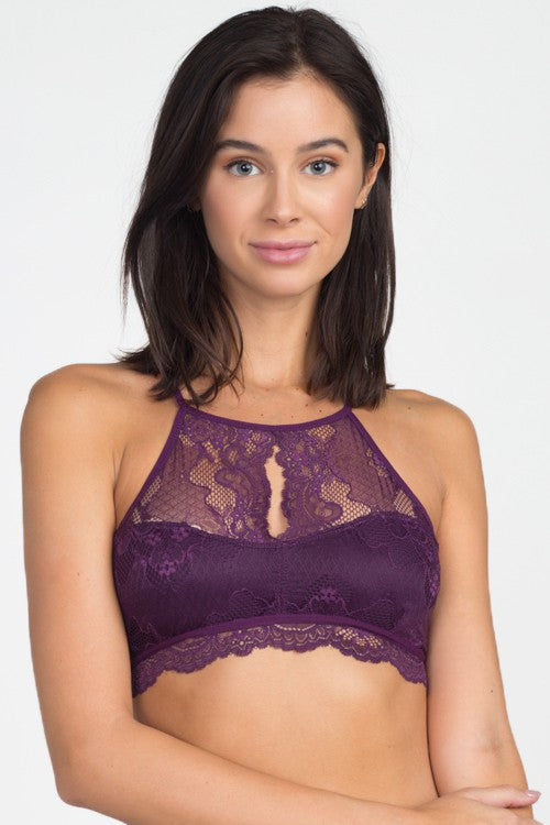 Hi-Neck Lace Bralette