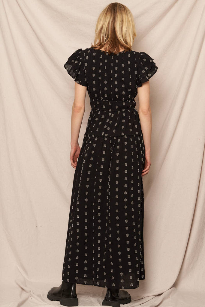 Daring Dots Ruffled Maxi Dress