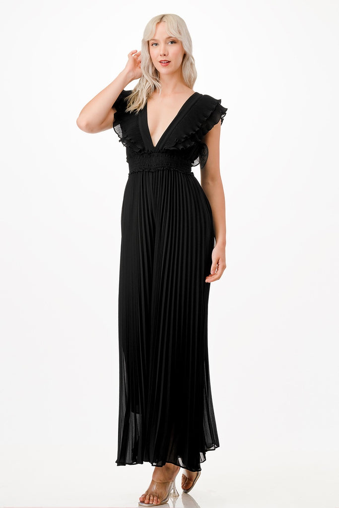 Raven Pleated Wide Leg Jumpsuit