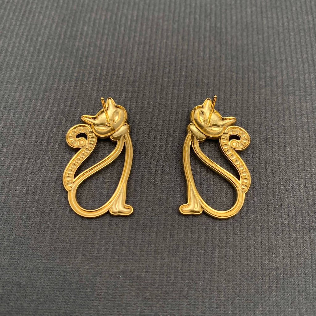 18K Gold Plated Cat Earrings