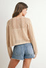 Cotton Crochet Tie-Front Cardigan: Taupe