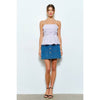 Gold Floral Button Denim Mini Skirt