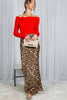 Leopard Print Bias Cut Satin Maxi Skirt