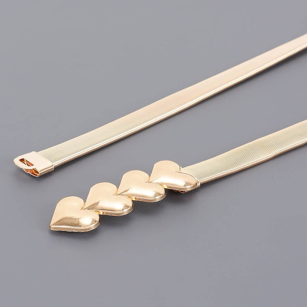 Metal Multi Heart Buckle Belt: Silver