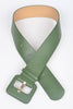 Faux Leather Wide Belt: Olive