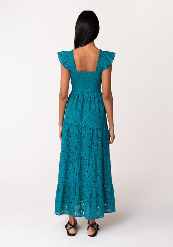 Teal Cotton Eyelet dress