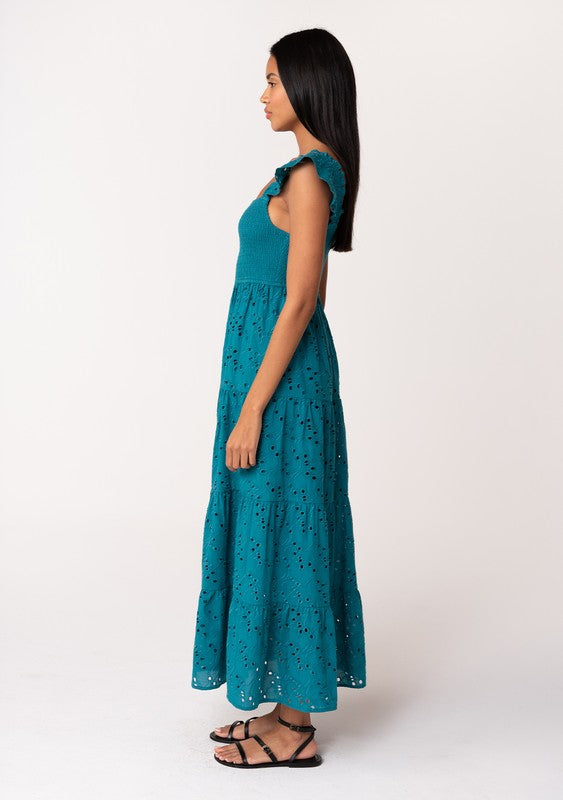 Teal Cotton Eyelet dress