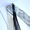 Fringe Scarf Horsebit Navy White