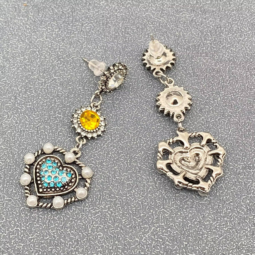 Vintage Heart Charm Dangle Earrings