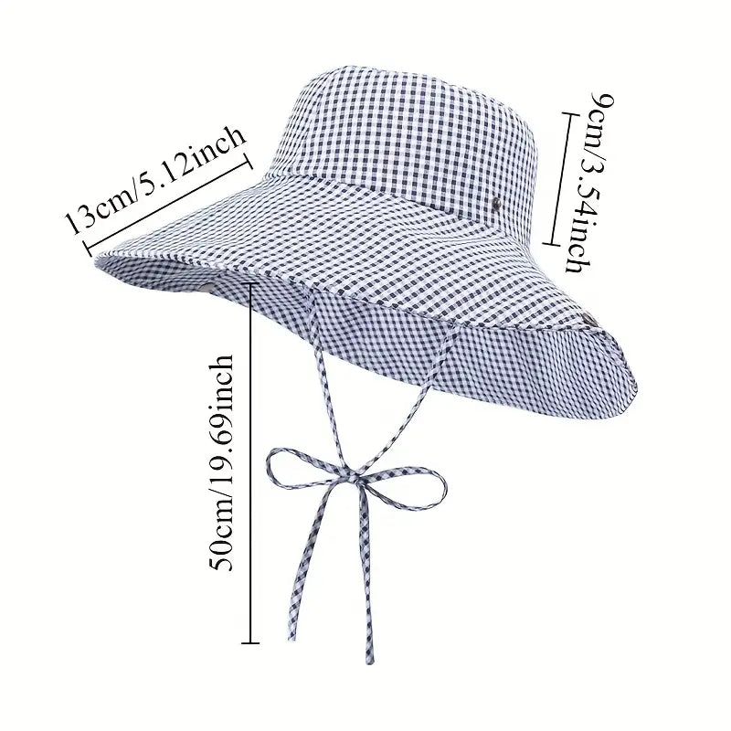 Gingham Fishing Hat: Black