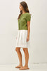Cotton Crochet Short Sleeve Cardi: Pine