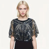 Sheer Beaded Caplet : Black-Silver