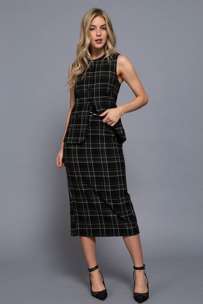 Vintage Check Pencil Skirt
