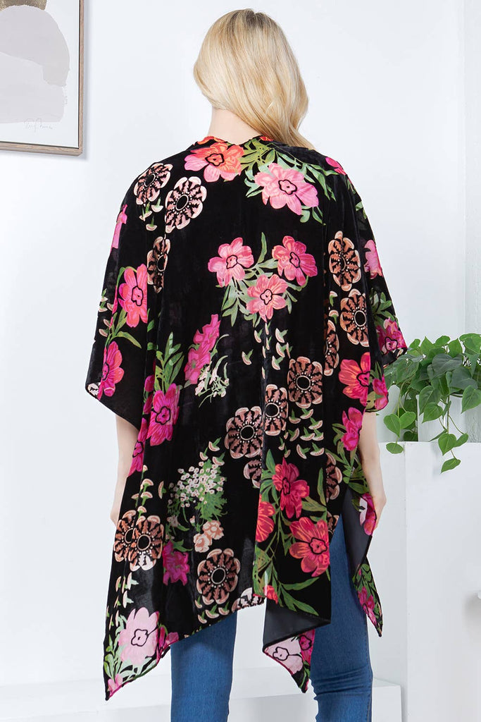 Japanese Floral Velvet Kimono