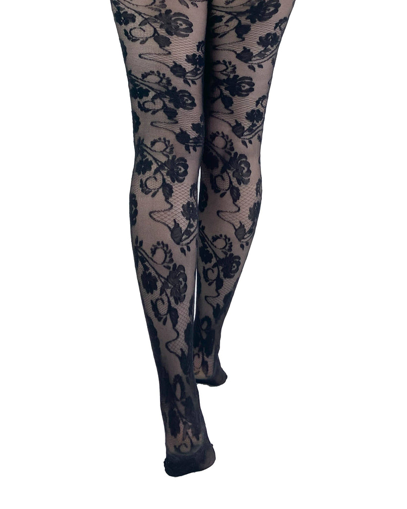 Fleur Lace Tights: Black