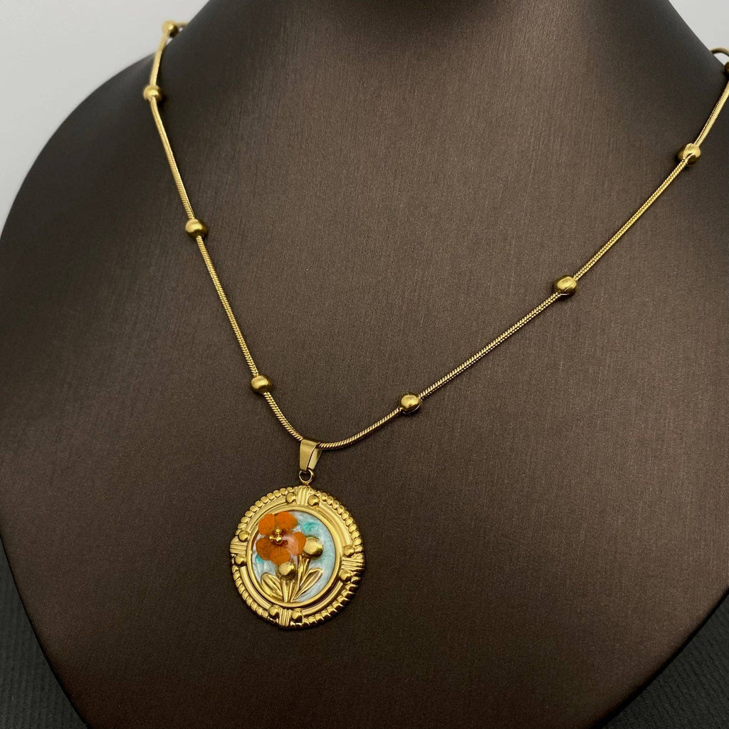 18K Dried Flower Charm Necklace