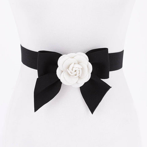 Floral Adjustable Skinny Belt : Black