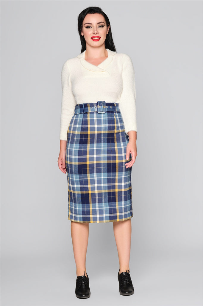 Moonlight Check Pencil Skirt