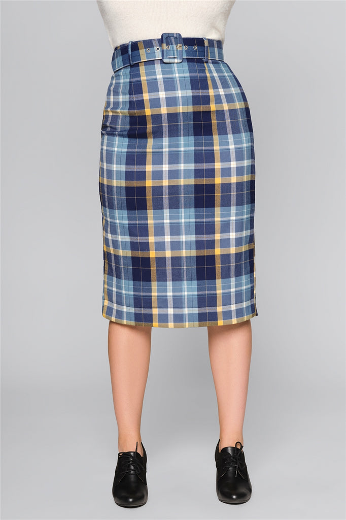 Moonlight Check Pencil Skirt