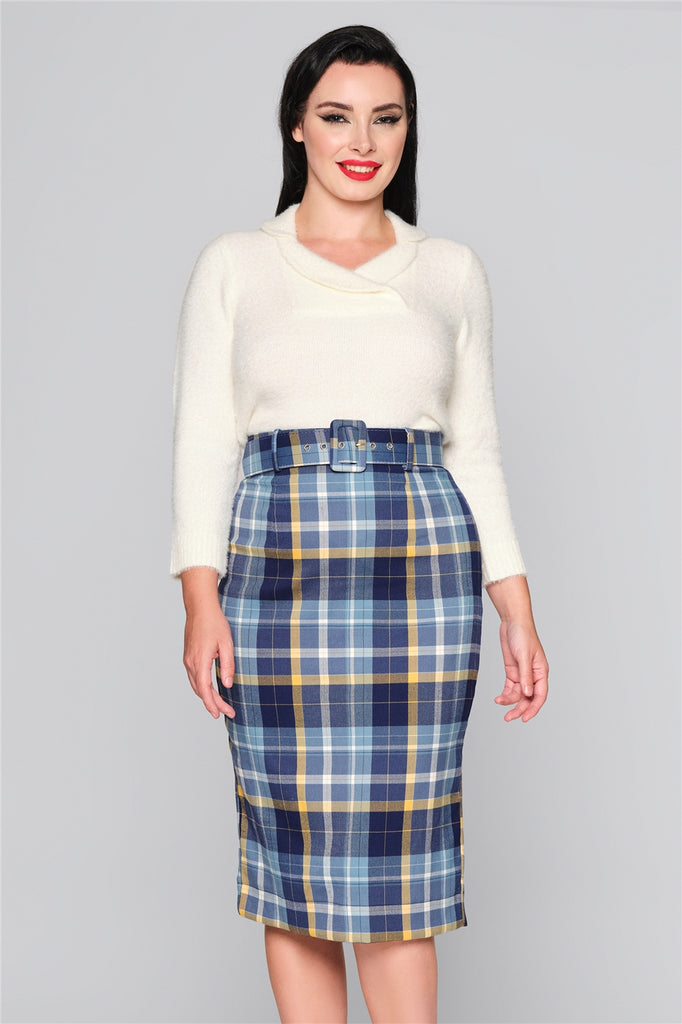 Moonlight Check Pencil Skirt