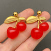Cherry Charm 18K Gold Plated Earrings
