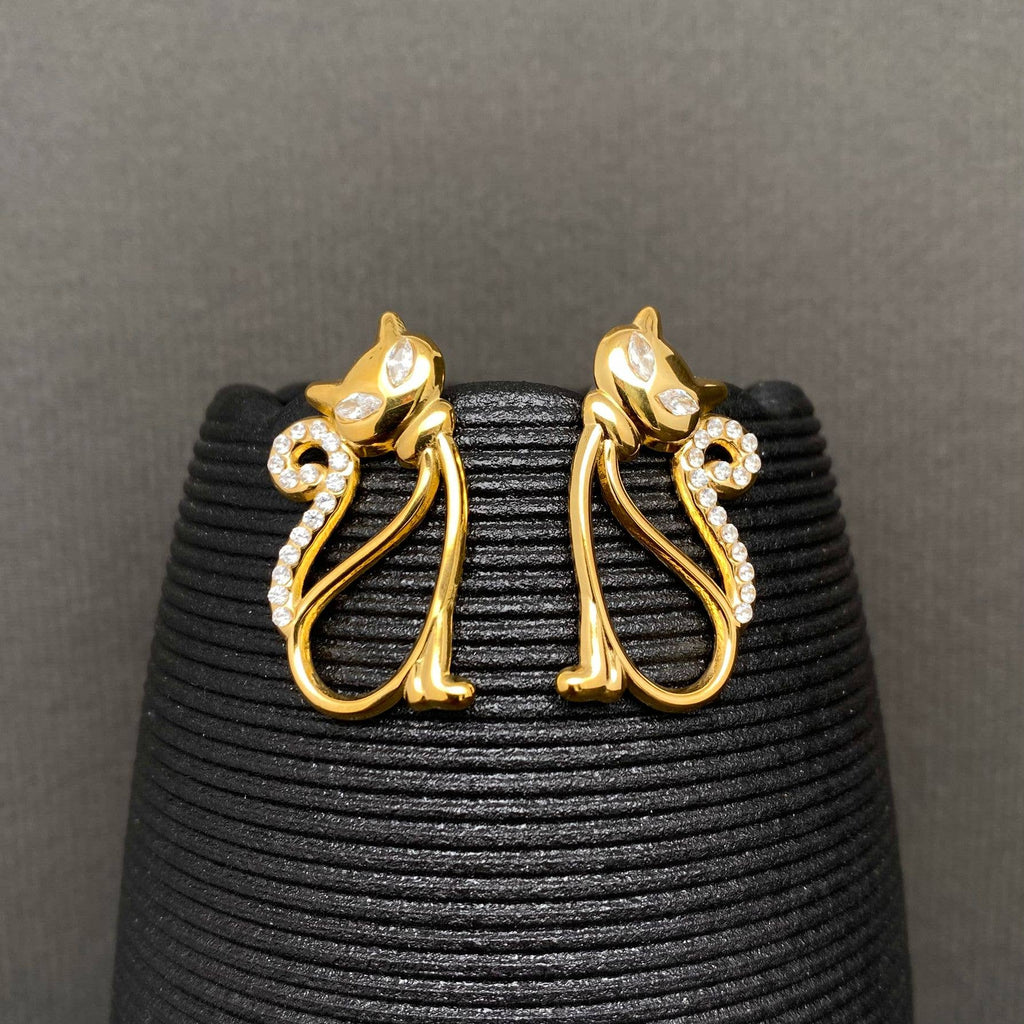 18K Gold Plated Cat Earrings