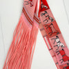 Fringe Twilly Scarf Horse Pattern Pink