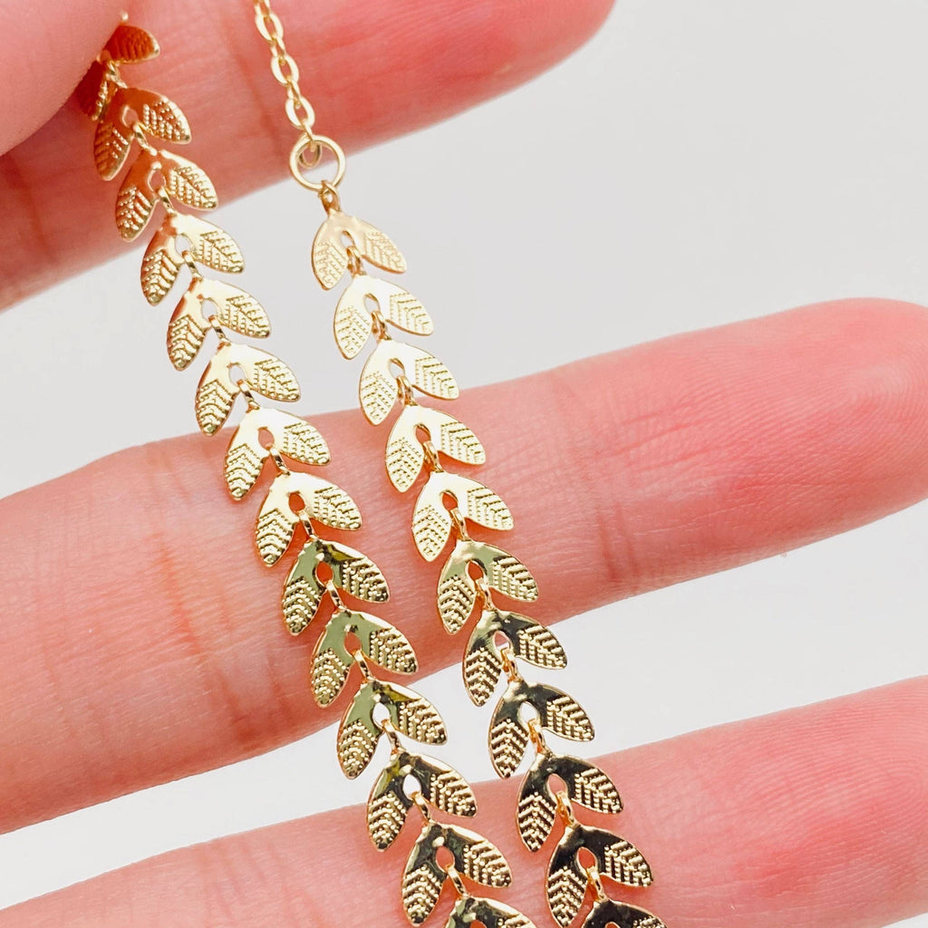Pearl Charm Leaf Shape Chain Necklace