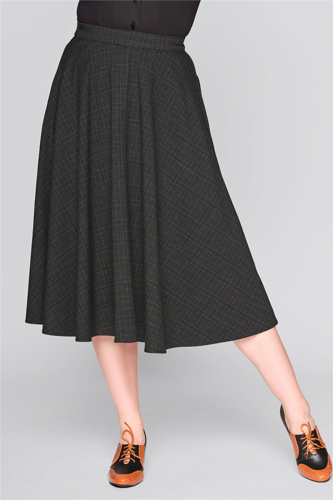 Professor Check Swing Skirt
