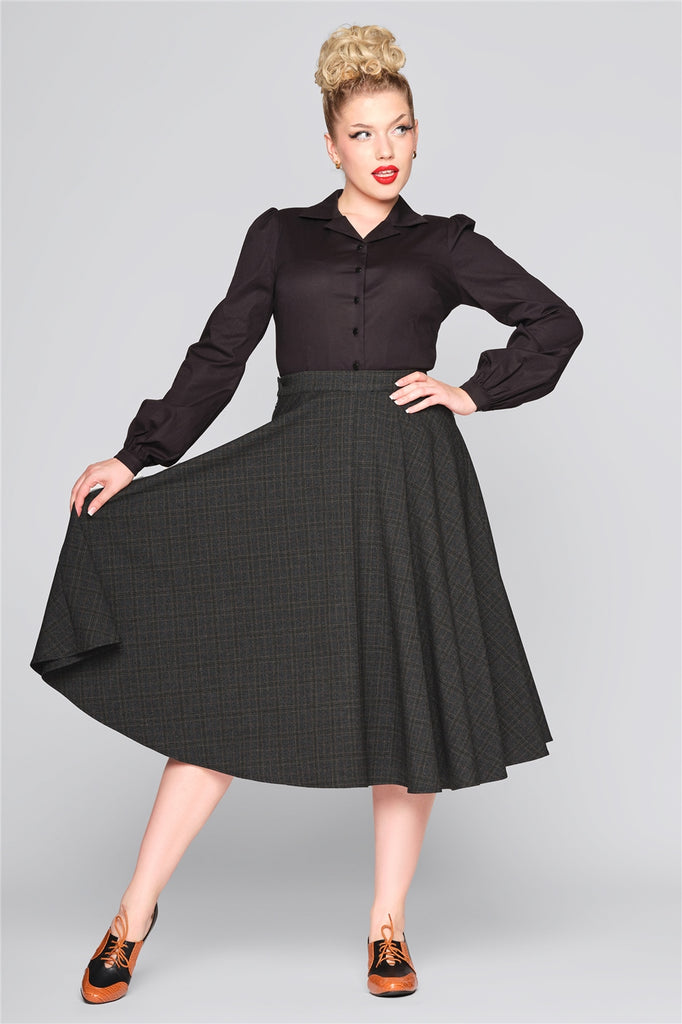 Professor Check Swing Skirt