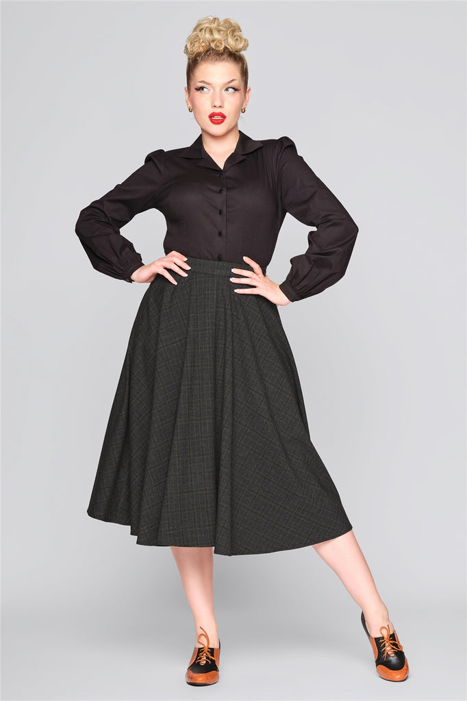Professor Check Swing Skirt
