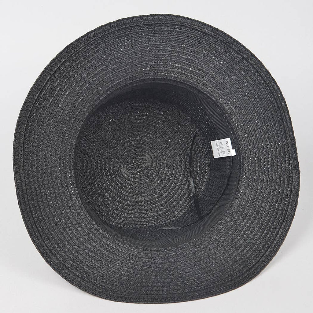 Faux Straw Hat W/Leo Band: Black