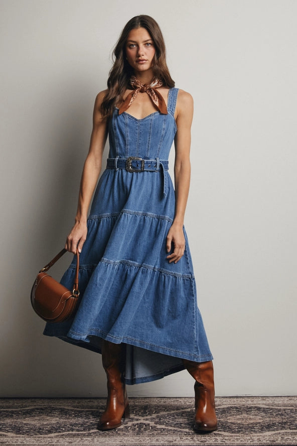 Western Belted Denim Dress