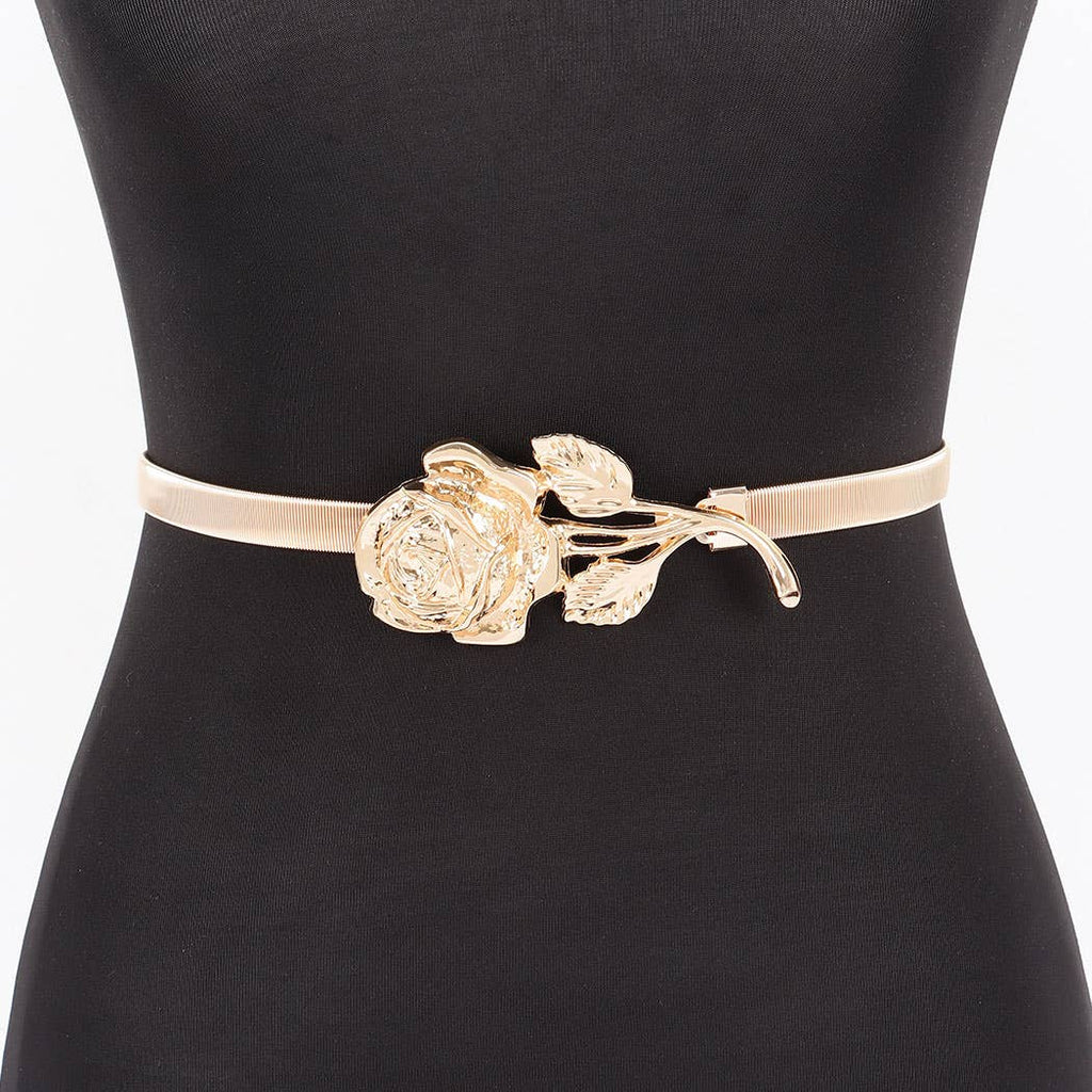 Metal Rose Spring Belt: Silver