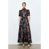 Golden Lurex Floral Jeweled Maxi Dress