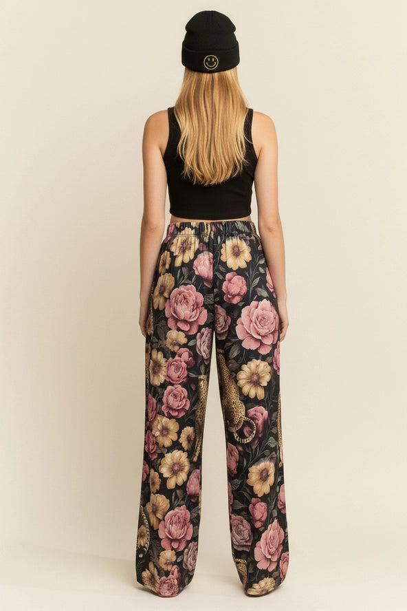 Floral Cheetah Silky Pants