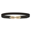Gold Laurel Elastic Skinny Belt: Black