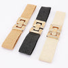 Stretch Rattan Gold Clasp Belt: Black
