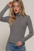 Retro Ribbed Striped Turtneck: Black