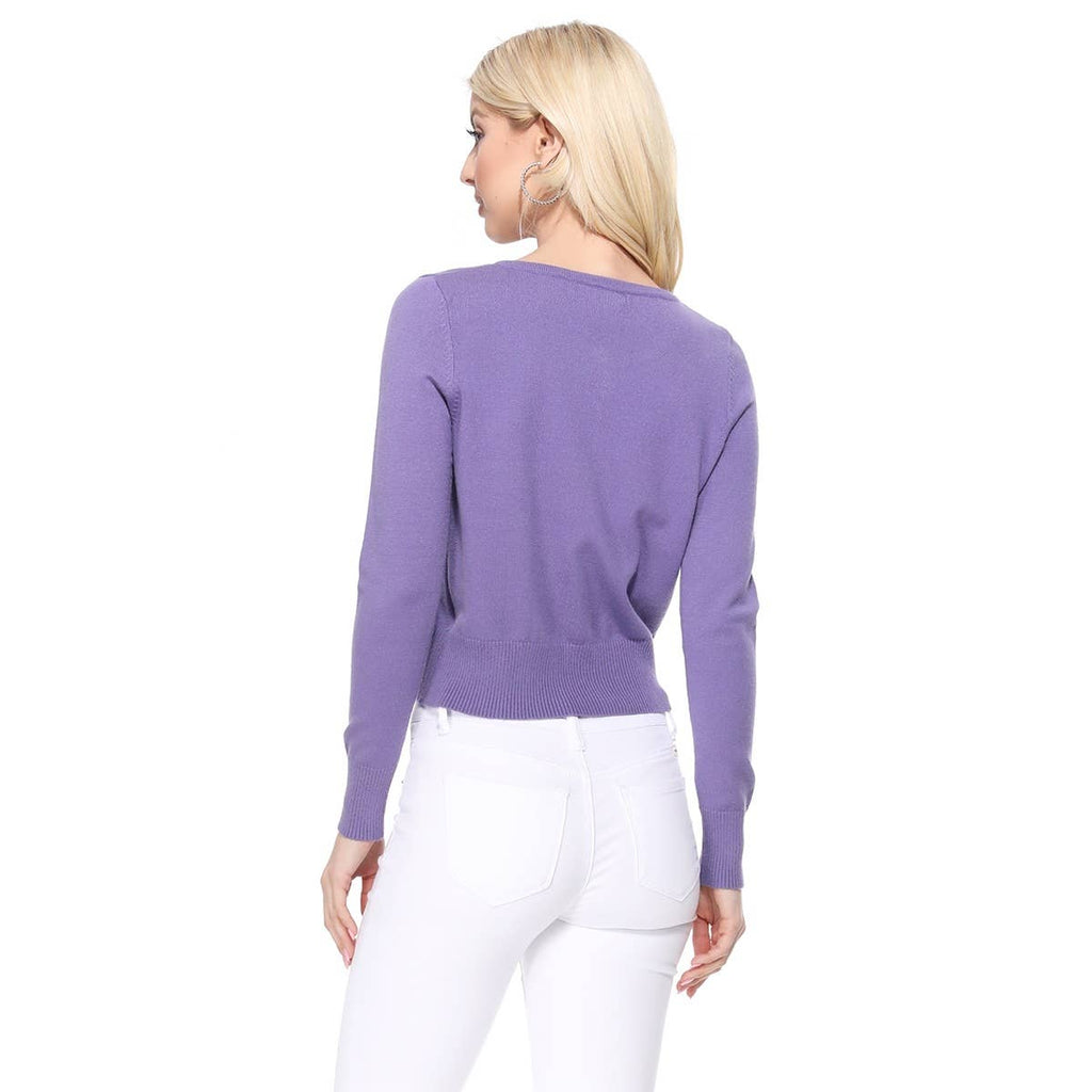 Long Sleeve Crew Cardi:Blueberry