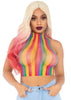 Rainbow Net Hi-Neck Crop Top