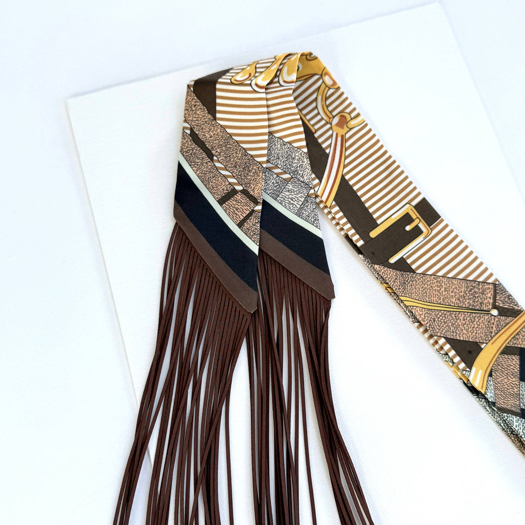 Fringe Scarf Belt and Buckle: Brown