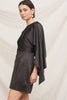 Batwing Sleeve Satin Mini Dress