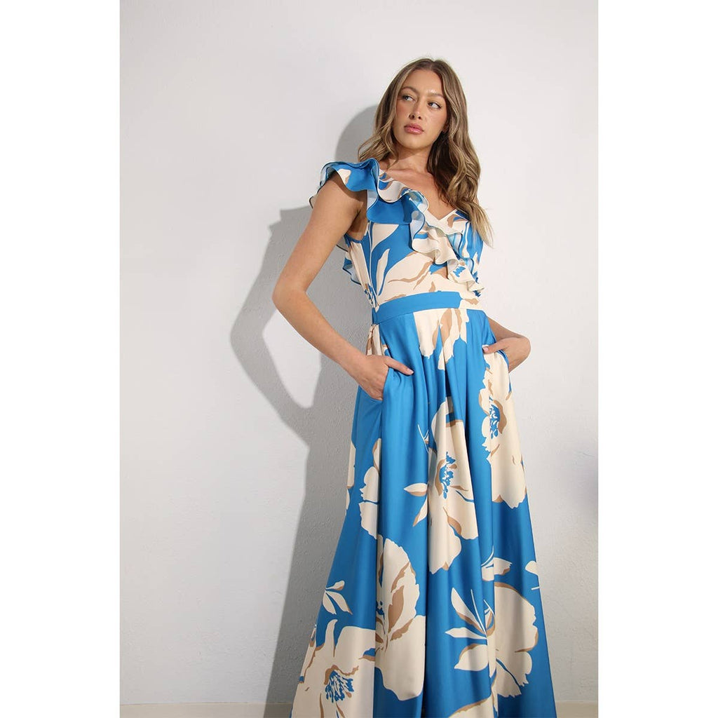 Jardin De Fleur Maxi Dress: Blue