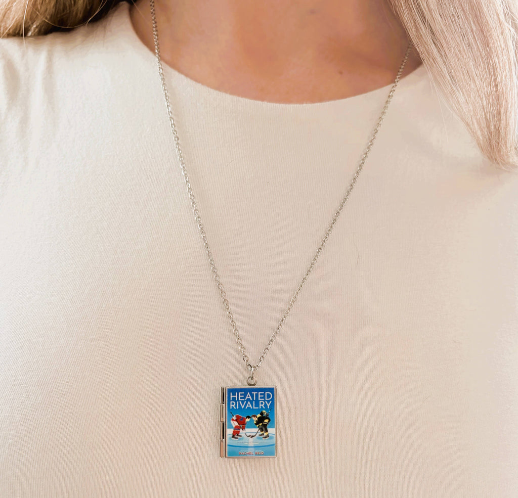 Book Locket Necklace - Heated Rivalry : Stainless Steel