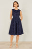 Navy Sequin Floral Applique Dress