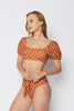 Puff Sleeve Bikini: Rust Dots